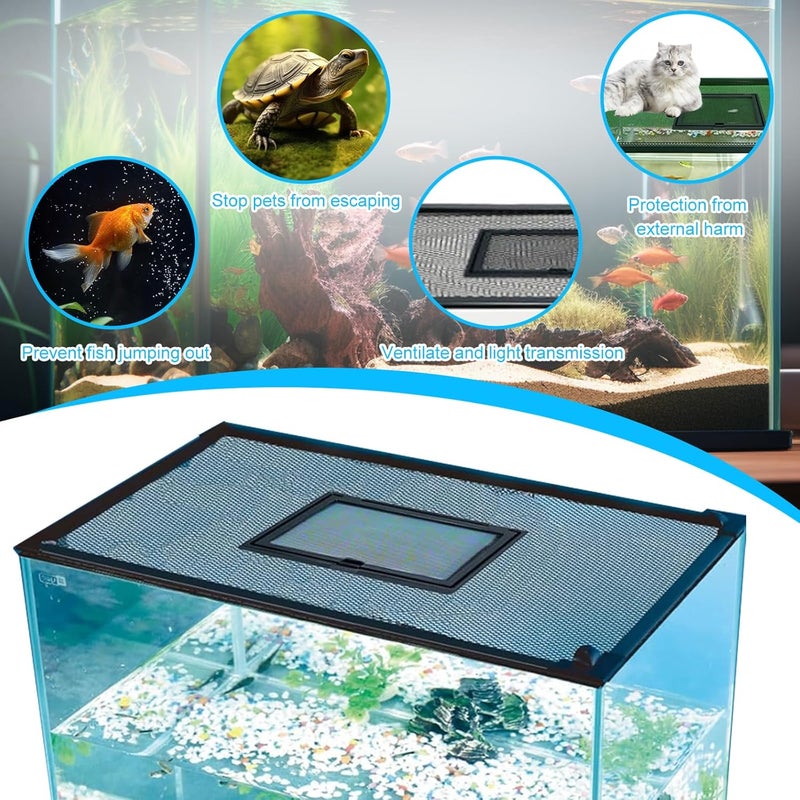 SIMPLIPLEX Fish Tank Lid Magnetic Fish Tank Lid Aquarium Net Cover with Feeding Window 5-50 Gallon Aquarium Lid Anti-Jumping Net for Fish 11.8 FT DIY Magnetic Fish Tank Cover Aquarium Cover - Image 3